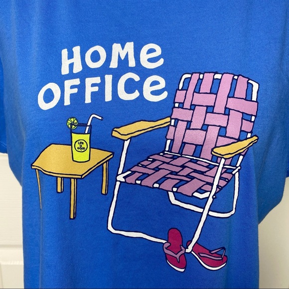 Life is Good Home Office beach blue crusher t-shirt lawn chair flip flops drink - Picture 5 of 9